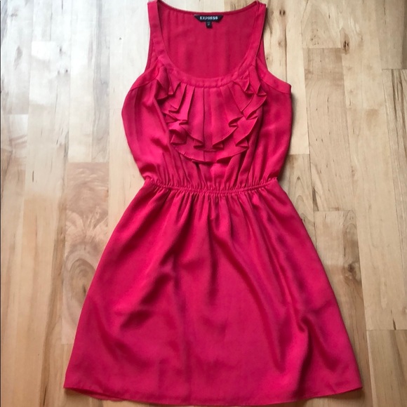 Express pink ruffle detail dress - Picture 3 of 6